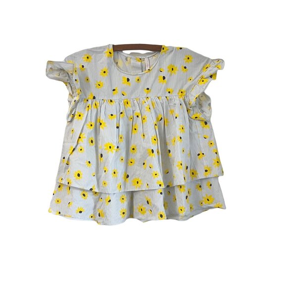 Zara Tops - Zara Womens Sunflower Print Ruffle Layered Cropped Blouse Size Small